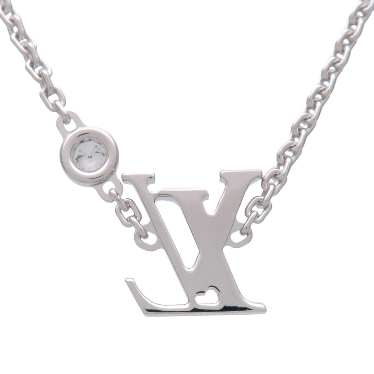 Louis Vuitton Idylle Blossom LV Pendant 18K White Gold with Diamond, Silver, White Gold, Necklace
