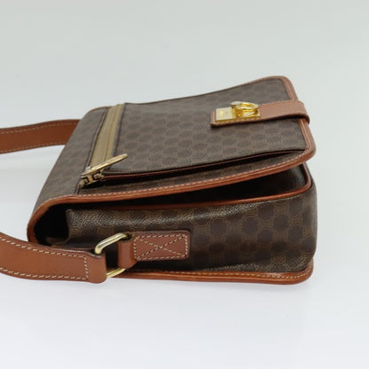 Celine Vintage Macadam Canvas and Leather, Brown, Canvas, Shoulder Bag
