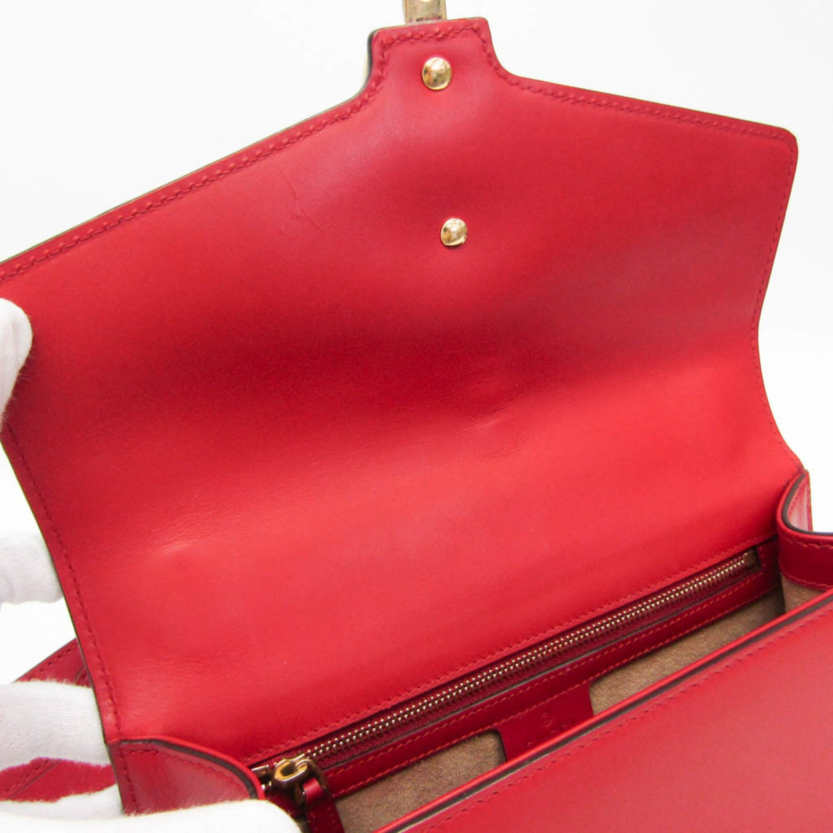 Gucci Sylvie Leather, Red, Leather, Shoulder Bag