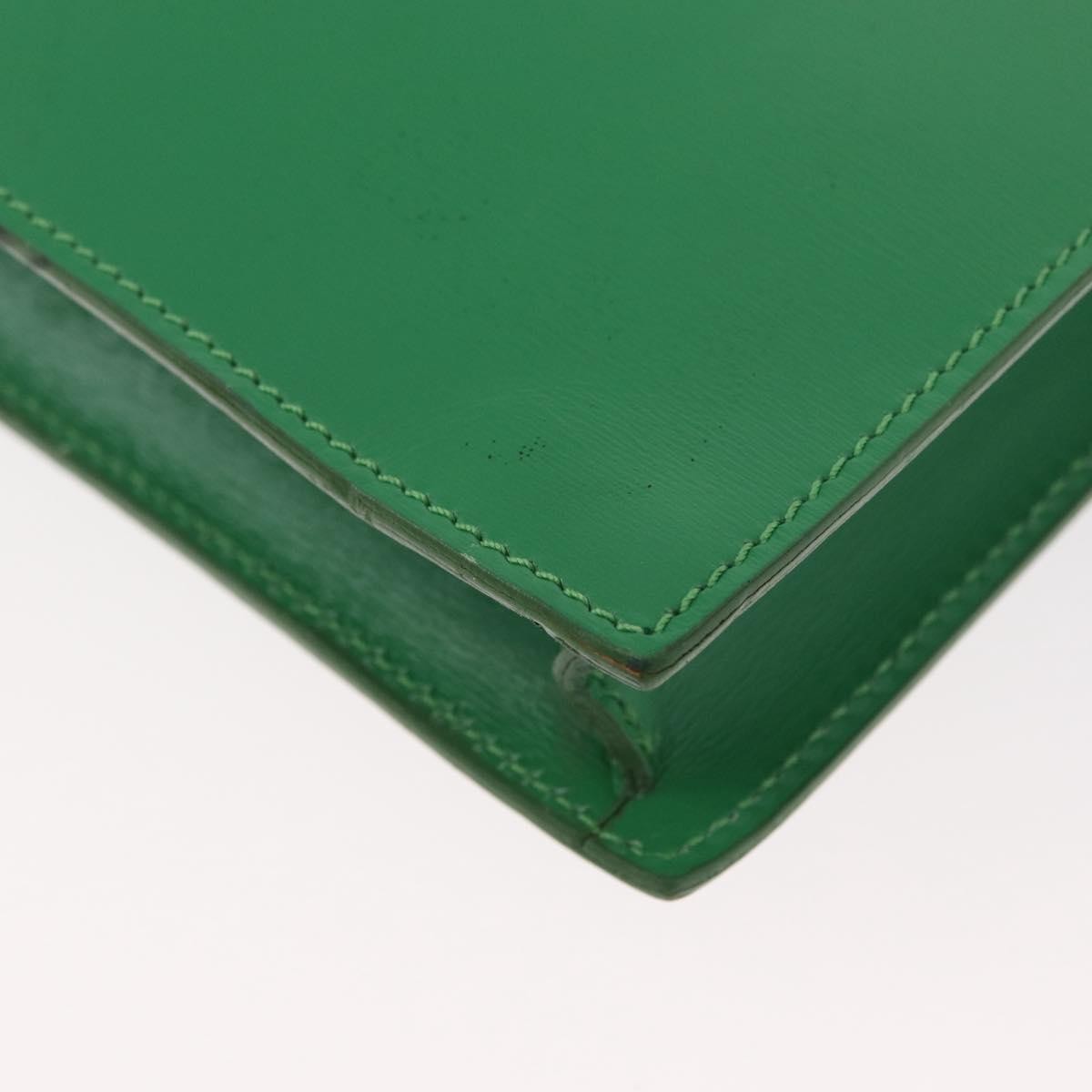 Celine Circle Logo Leather, Green, Leather, Shoulder Bag