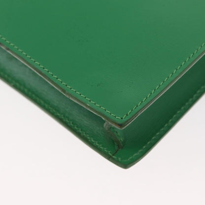 Celine Circle Logo Leather, Green, Leather, Shoulder Bag