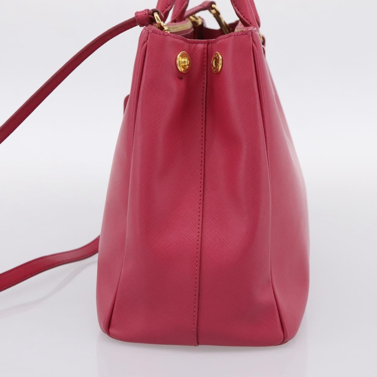 Prada Galleria Double Zip Saffiano Leather, Pink, Leather, Tote Bag
