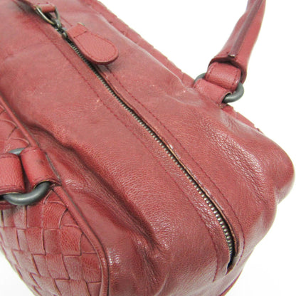 Bottega Veneta Zip Boston Intrecciato Nappa, Red, Leather, Handbag