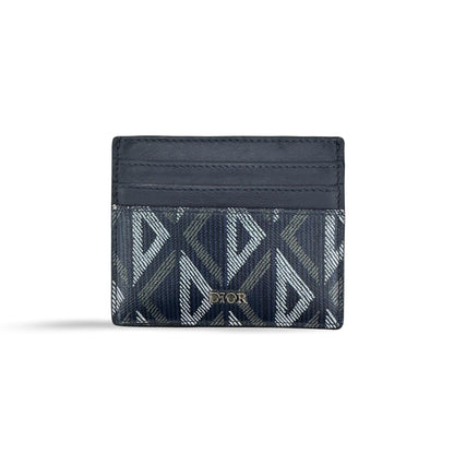 Christian Dior Card Holder Oblique Canvas and Leather, Navy, Canvas, Card Holder