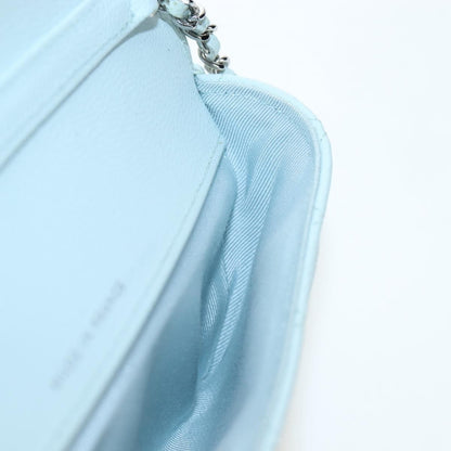 Chanel Classic Sunglasses Case with Chain Quilted Caviar, Blue, Calfskin, Clutch