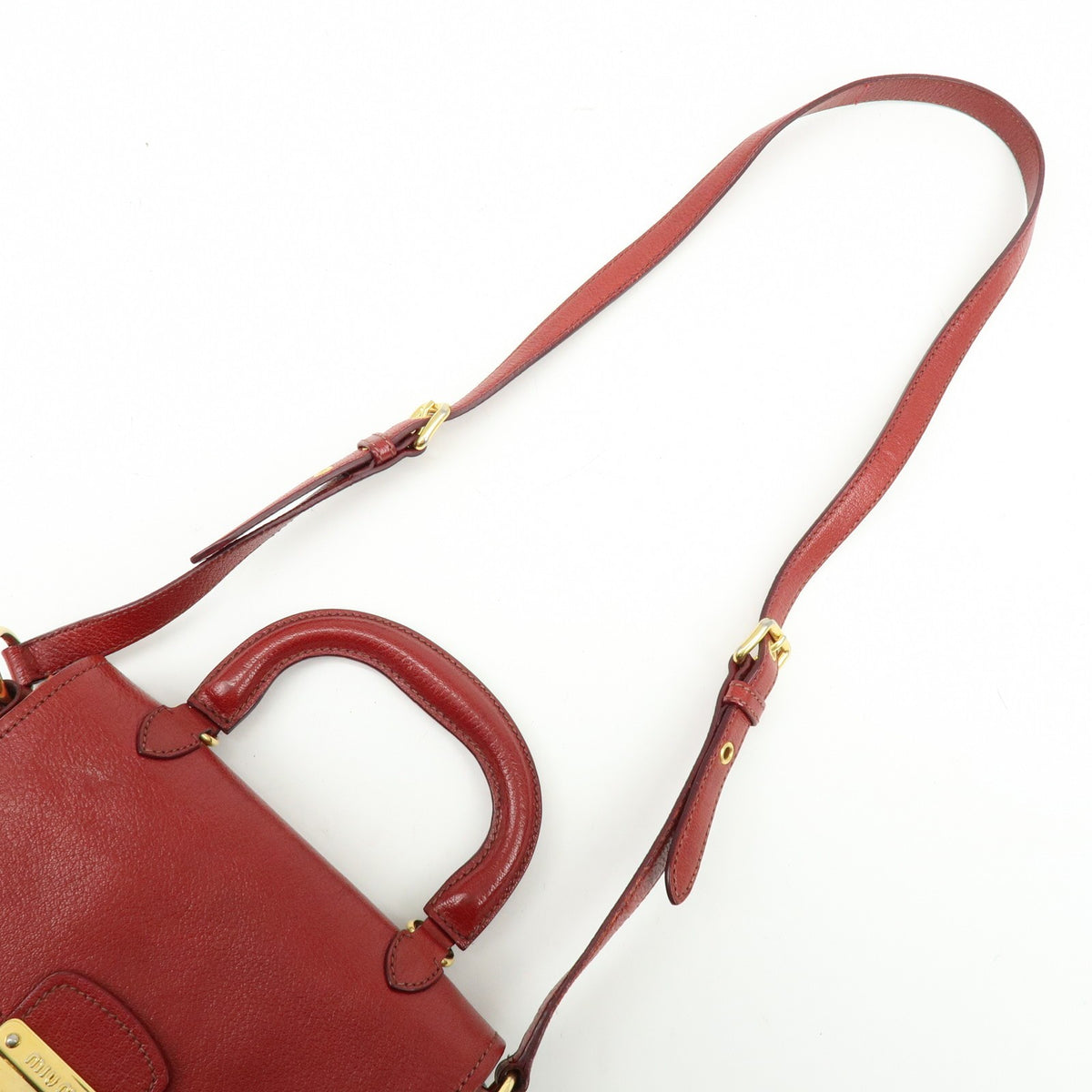 Miu Miu Madras Top Handle Leather, Red, Leather, Handbag