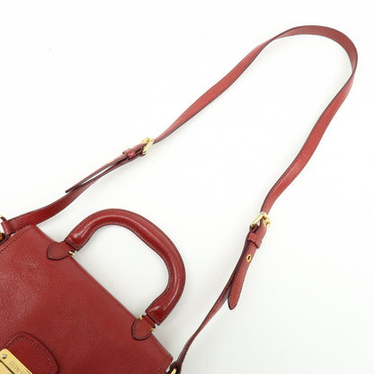Miu Miu Madras Top Handle Leather, Red, Leather, Handbag