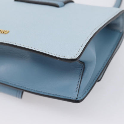 Miu Miu Madras Crystal Buckle Leather, Blue, Leather, Shoulder Bag
