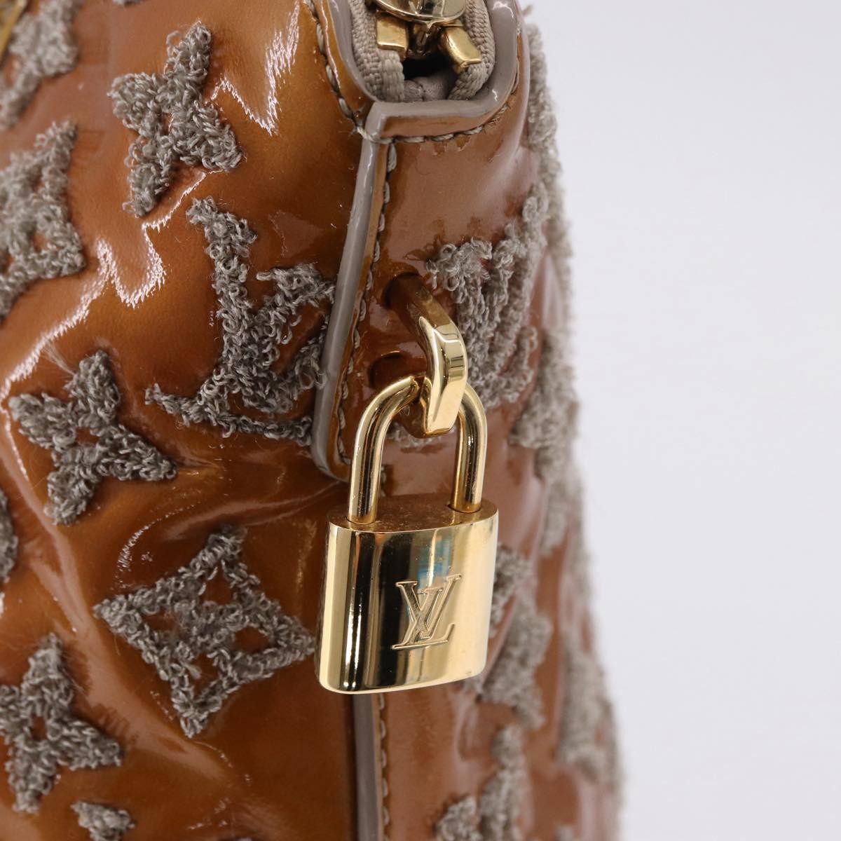 Louis Vuitton Fascination Lockit Patent Lambskin, Brown, Pearl, Handbag