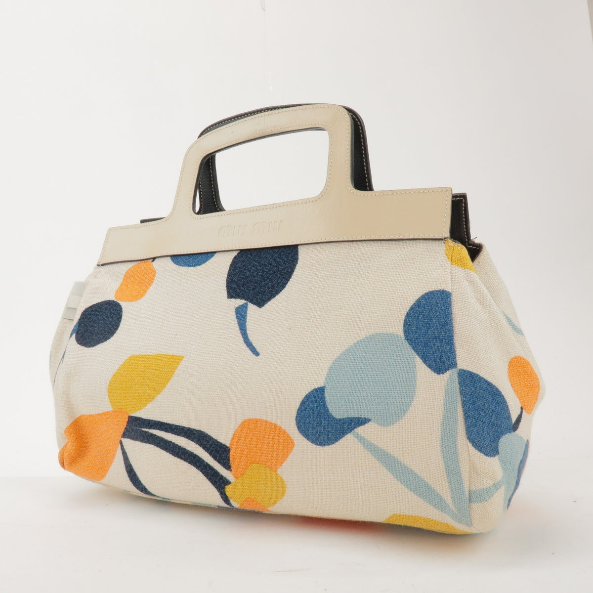 Miu Miu Vintage Leather, Beige, Canvas, Tote Bag