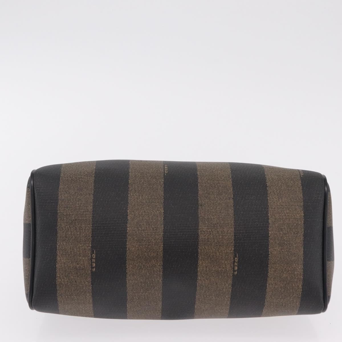 Fendi Vintage Pequin Boston Coated Canvas, Brown, Canvas, Handbag