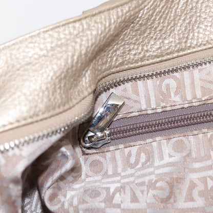 Salvatore Ferragamo Gancini Leather, Gold, Leather, Handbag