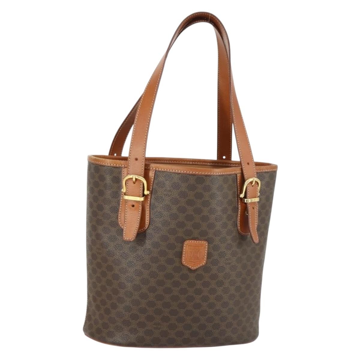 Celine Vintage Macadam Shopper Tote Coated Canvas, Brown, Canvas, Tote Bag