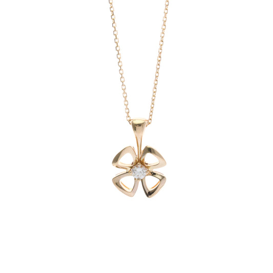 Bvlgari Fiorever Pendant 18K Rose Gold with Ruby and Diamonds, Gold, Pink Gold, Necklace