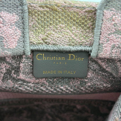 Christian Dior Book Embroidered Canvas, Pink, Canvas, Tote Bag