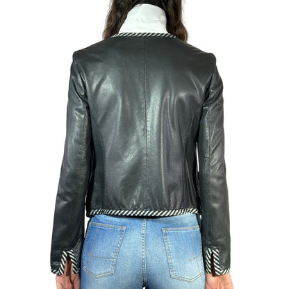 EMPORIO ARMANI Mixed Media Leather Jacket