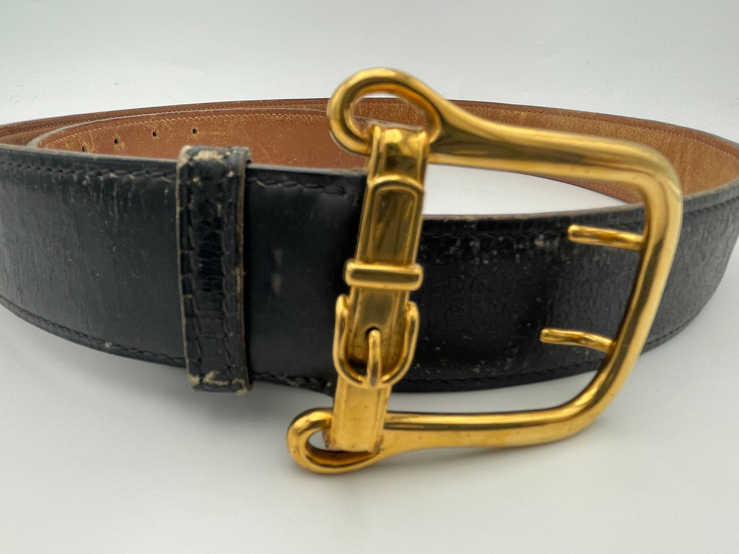 Hermes Buckle Belt Canvas, Black, Leather, Belt