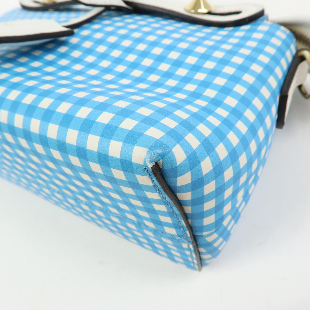 Fendi By The Way Satchel Printed Leather, Blue, Leather, Handbag