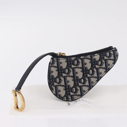 Christian Dior Vintage Saddle Zip Coin Purse Diorissimo Canvas, Navy, Canvas, Clutch