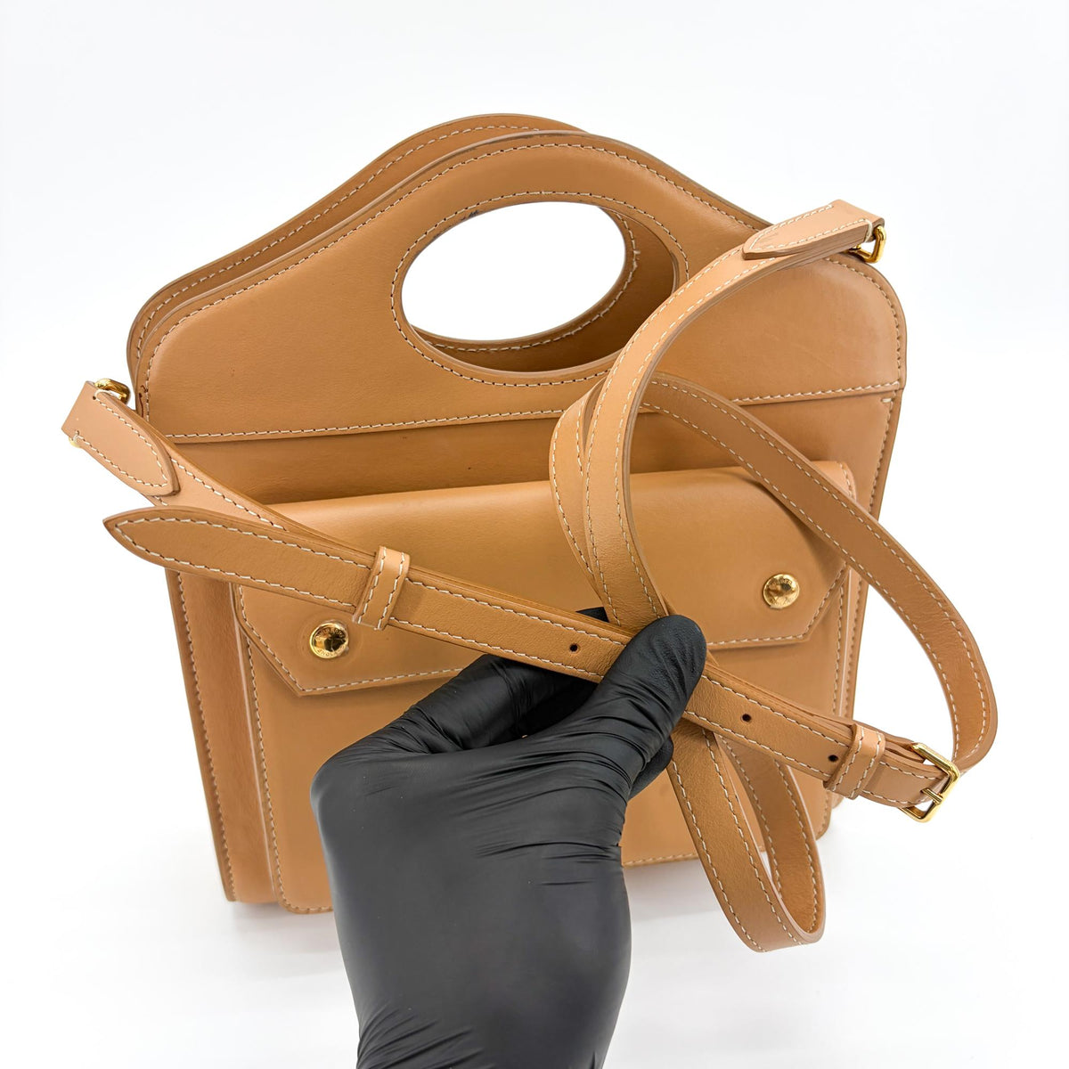 Burberry Convertible Fold Over Pocket Clutch Leather, Brown, Leather, Clutch