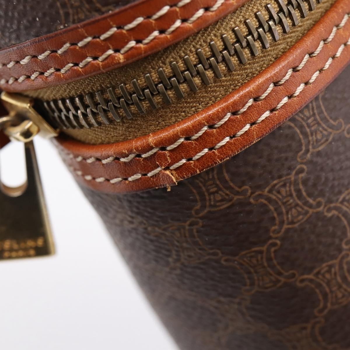 Celine Top Handle Vanity Box Triomphe Coated Canvas, Brown, Canvas, Handbag