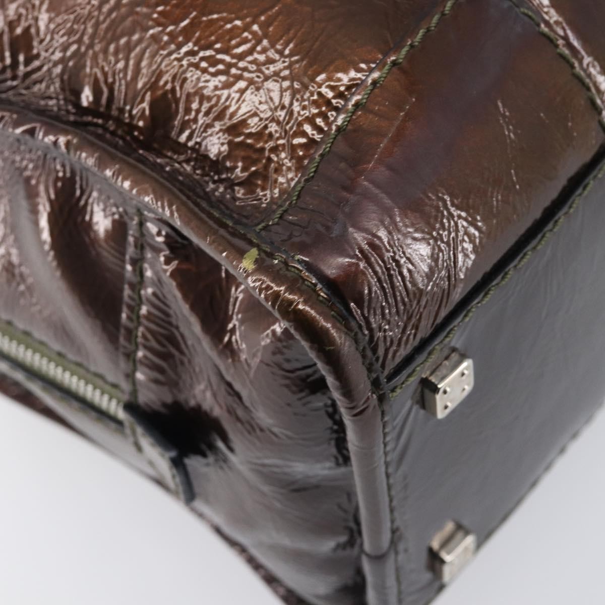 Loewe Amazona Patent, Brown, Patent Leather, Handbag