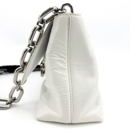Balenciaga Downtown S Chain-Handle Leather, White, Leather, Shoulder Bag