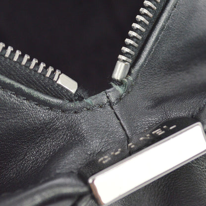 Chanel Square Stitch Boston Quilted Leather, Black, Leather, Travel Bag