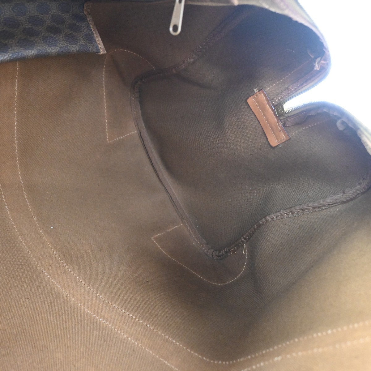 Celine Vintage Duffle Canvas and Leather, Brown, Canvas, Travel Bag