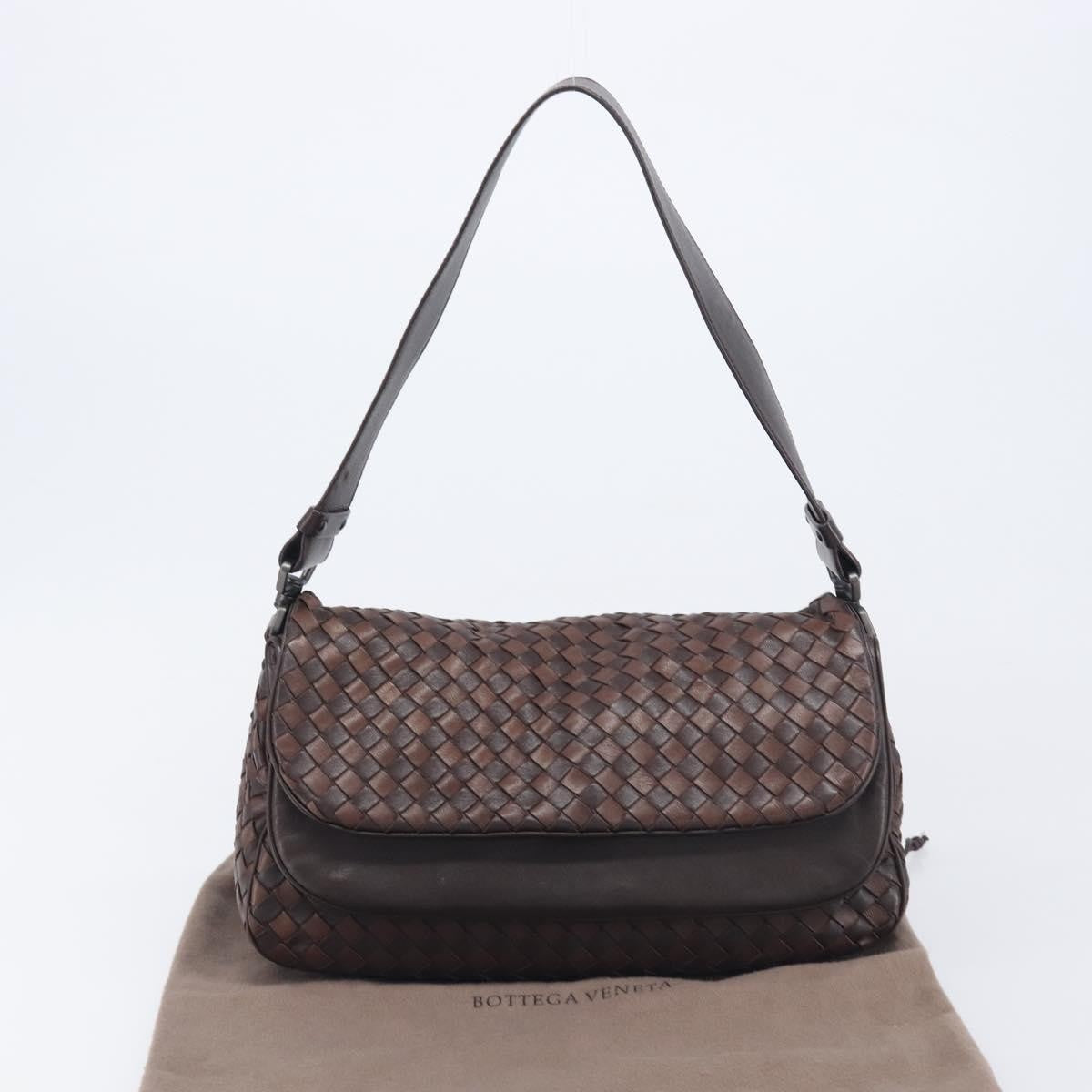 Bottega Veneta Intrecciato Shoulder Leather, Brown, Leather, Shoulder Bag