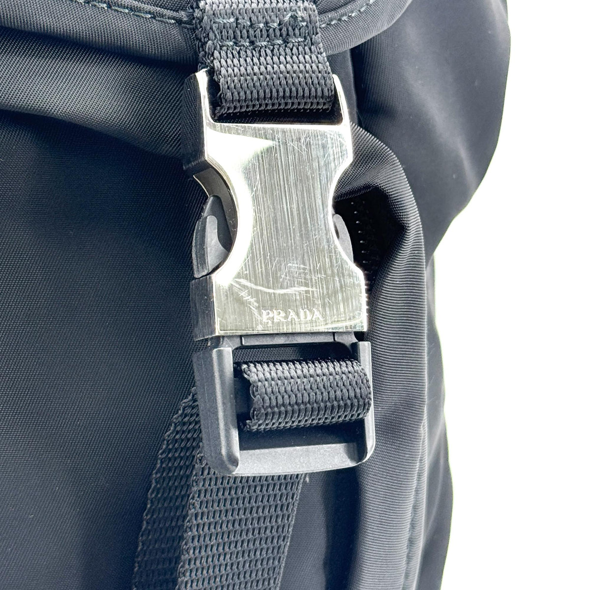 Prada Double Buckle Tessuto, Black, Nylon, Backpack