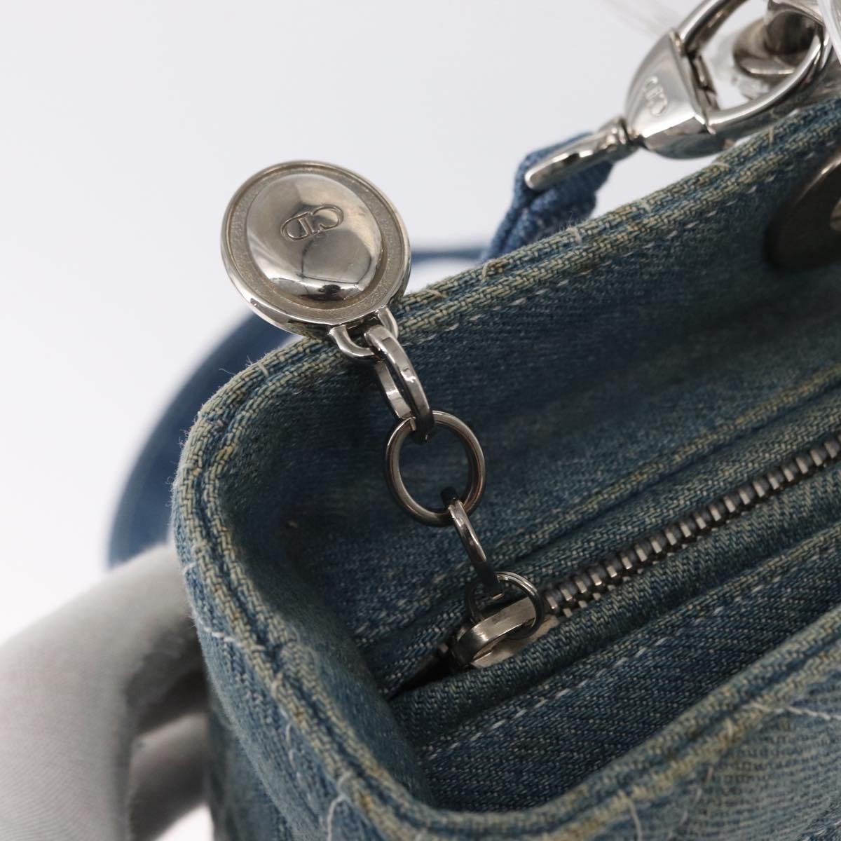 Christian Dior Vintage Lady Dior Bag Cannage Quilt Denim, BLUE, CANVAS, Tote bag