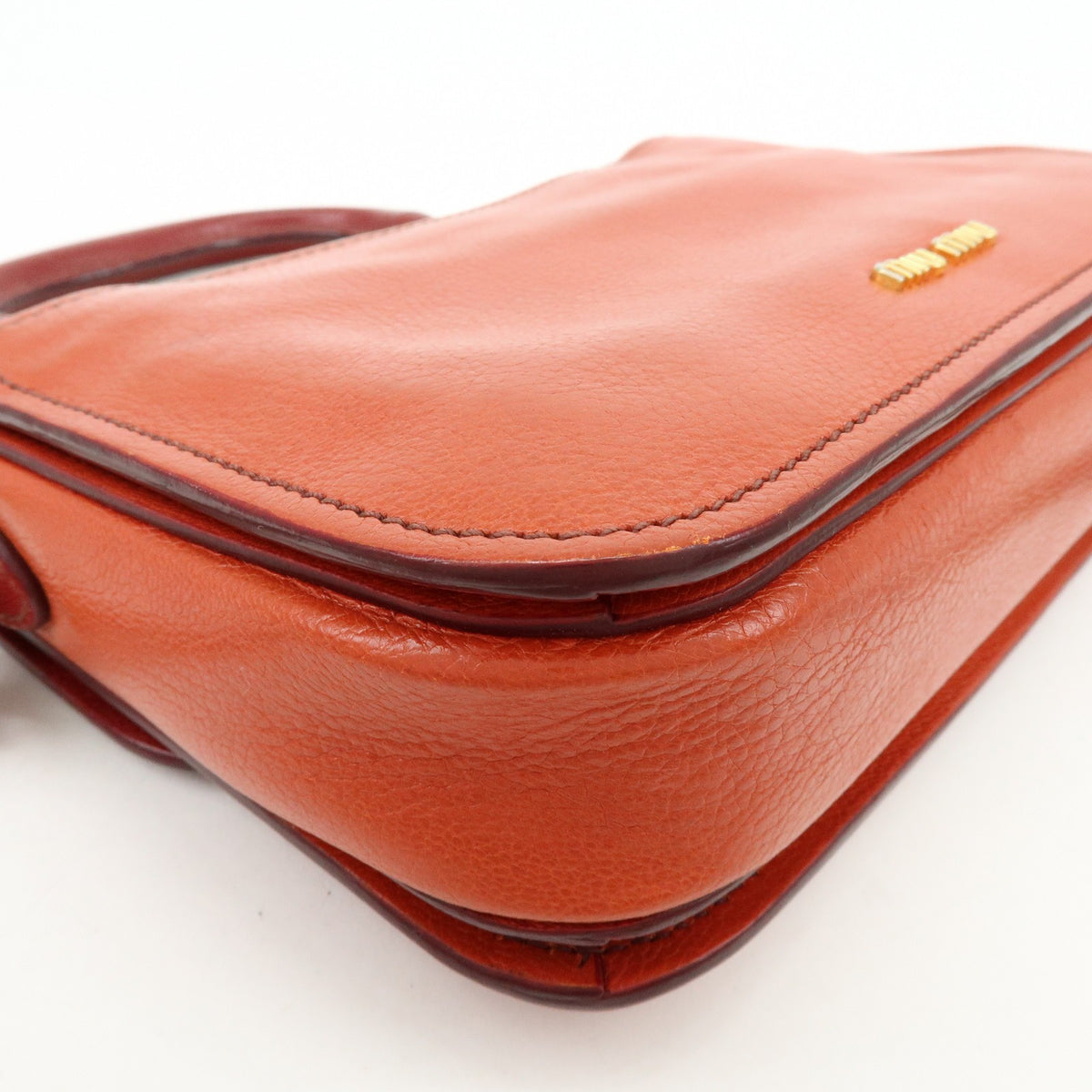 Miu Miu Madras Top Handle Leather, Red, Leather, Handbag