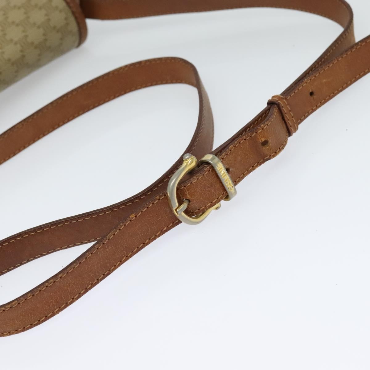 Celine Vintage Macadam Canvas and Leather, Beige, Canvas, Shoulder Bag