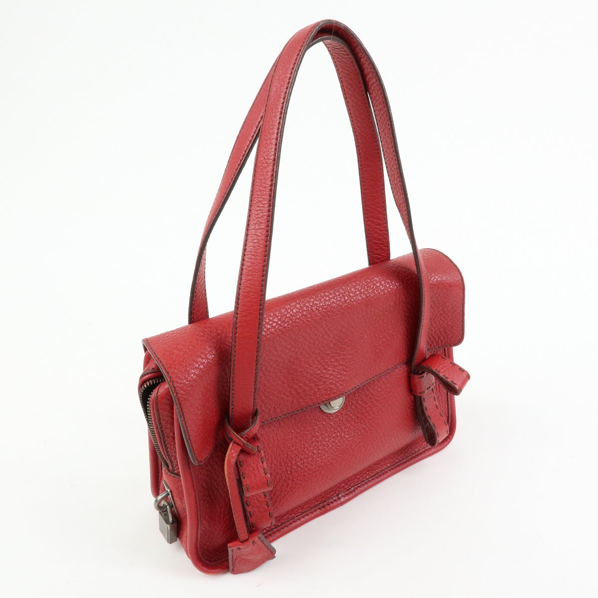 Prada Shoulder Leather, Red, Leather, Shoulder Bag