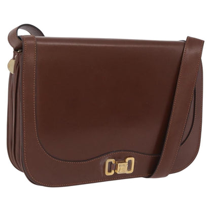 Celine Triomphe Leather, Brown, Leather, Shoulder Bag