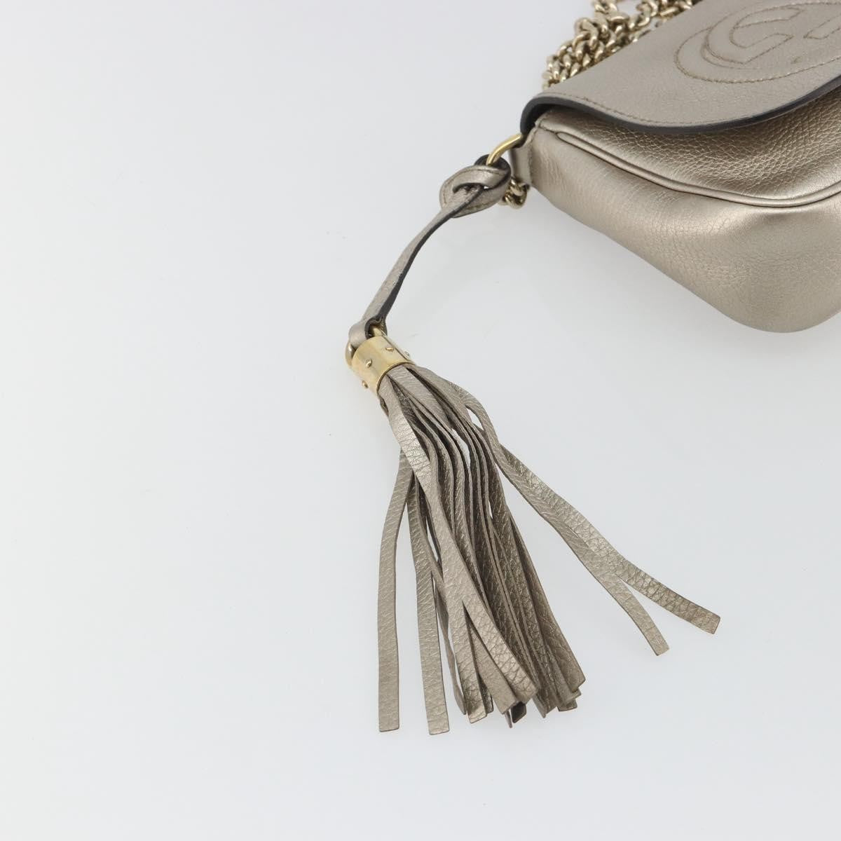 Gucci Soho Chain Leather, Silver, Leather, Shoulder Bag