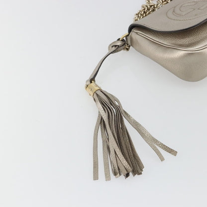 Gucci Soho Chain Leather, Silver, Leather, Shoulder Bag