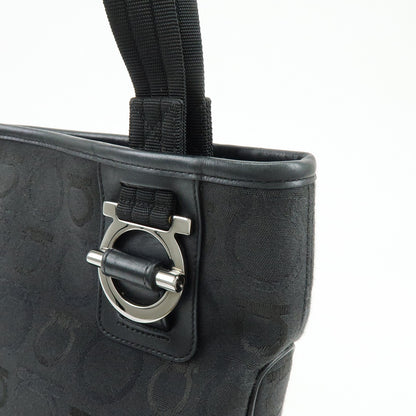 Salvatore Ferragamo Gancini Tote Canvas, Black, Canvas, Tote Bag