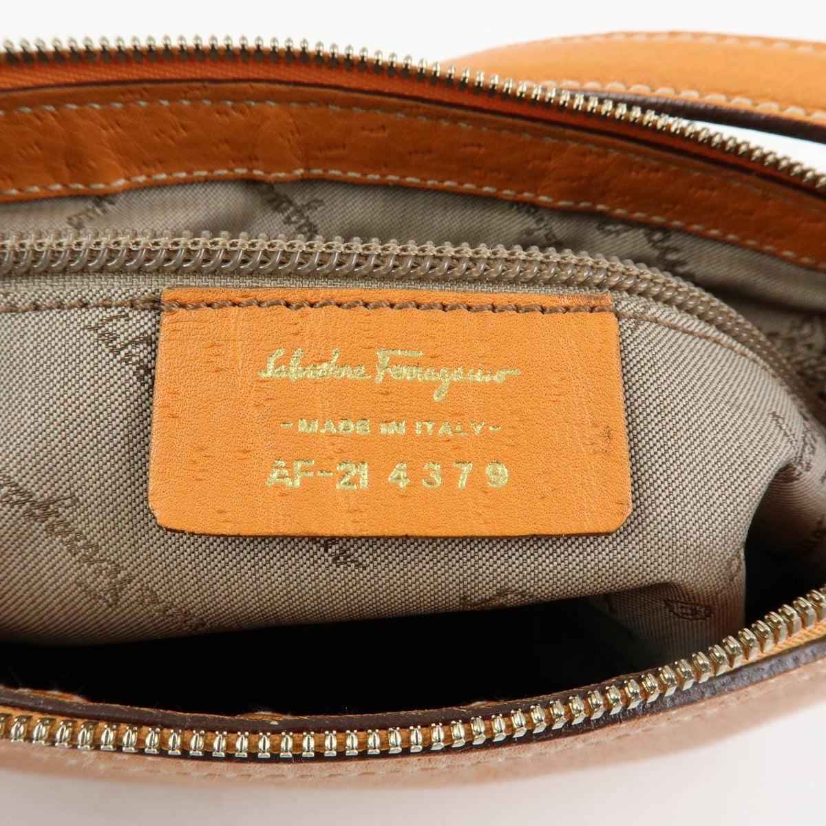 Salvatore Ferragamo Gancini Top Handle Leather, Orange, Leather, Handbag