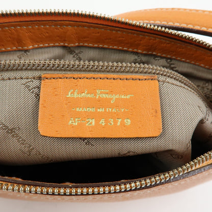 Salvatore Ferragamo Gancini Top Handle Leather, Orange, Leather, Handbag