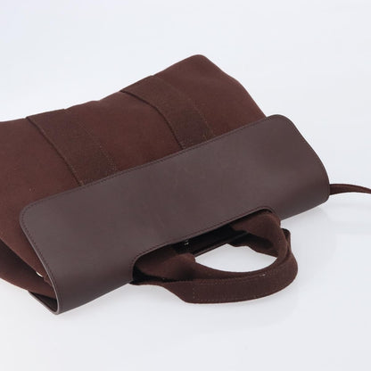 Hermes Valparaiso Toile and Leather, Brown, Canvas, Handbag