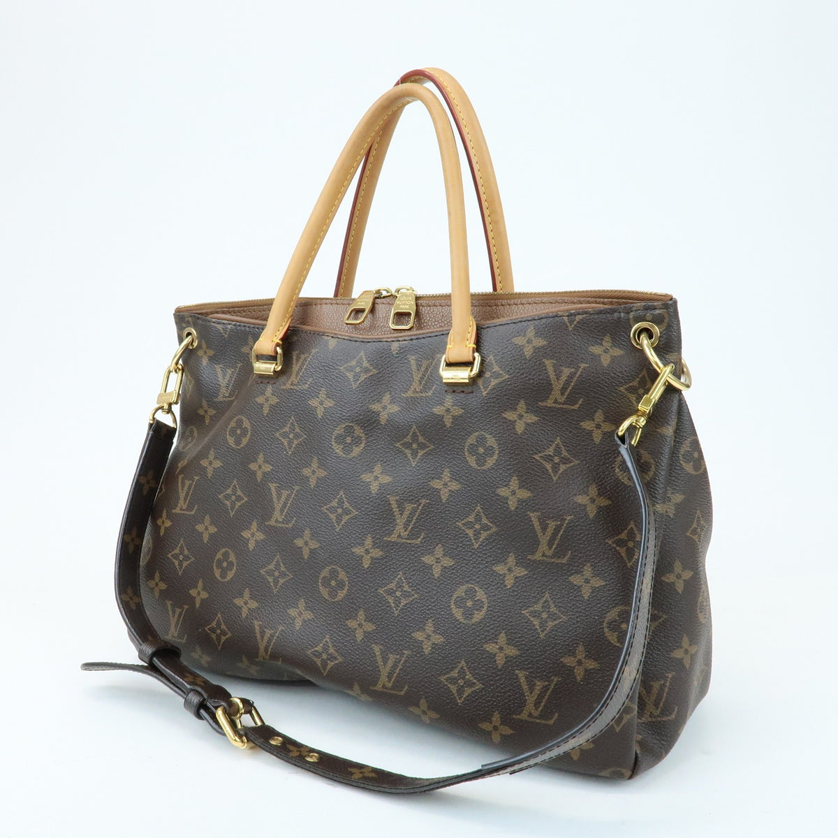 Louis Vuitton Pallas Monogram Canvas with Leather, Brown, Canvas, Tote Bag