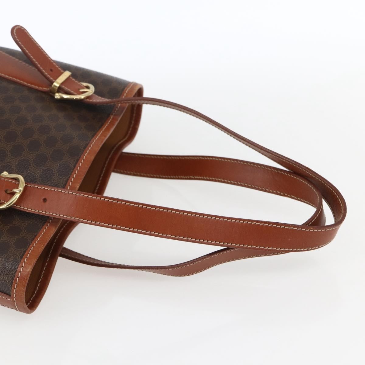 Celine Vintage Macadam Canvas and Leather, Brown, Canvas, Handbag