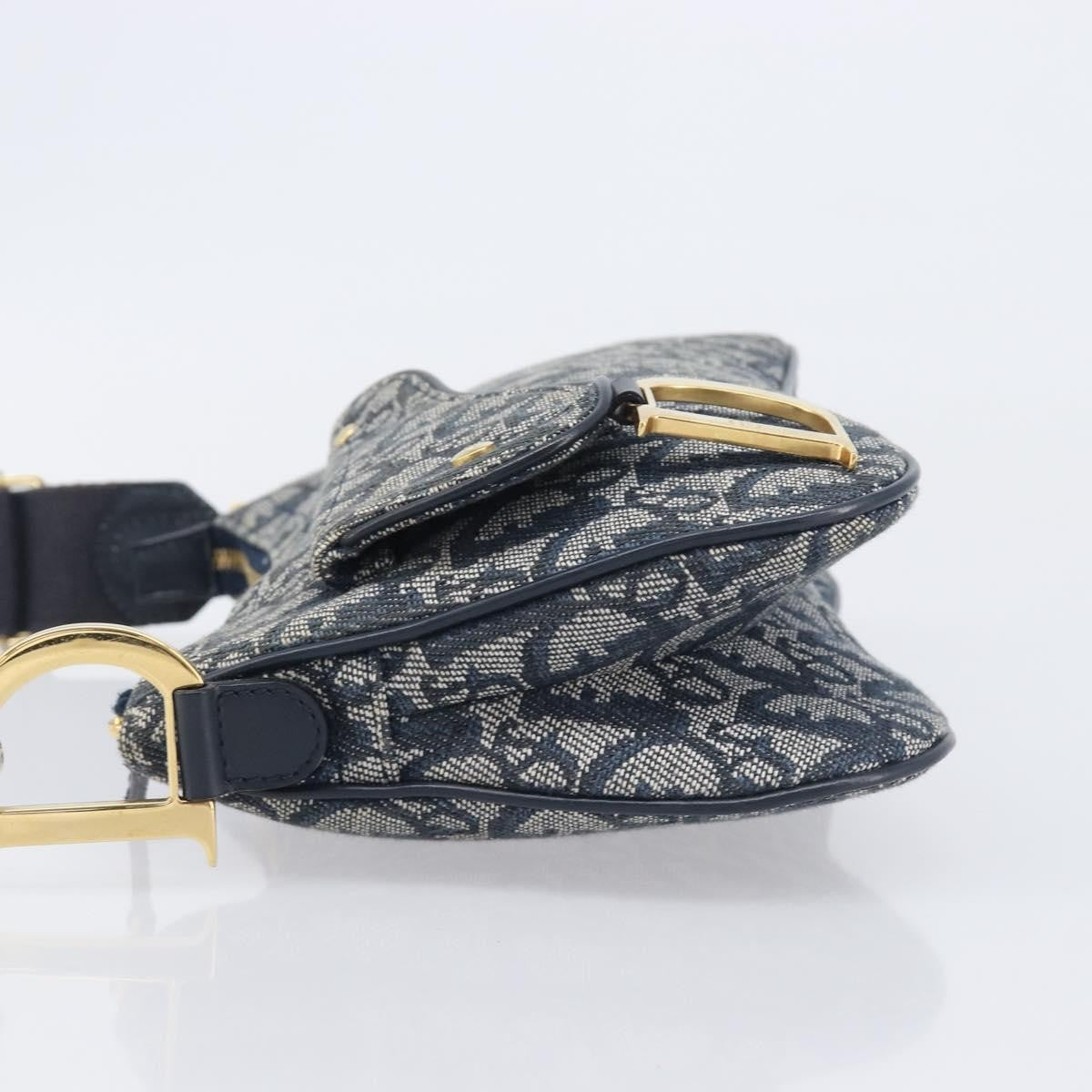 Christian Dior Saddle Messenger Oblique Canvas, Navy, Canvas, Clutch