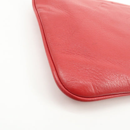 Balenciaga Everyday Logo Printed Leather, Red, Leather, Clutch