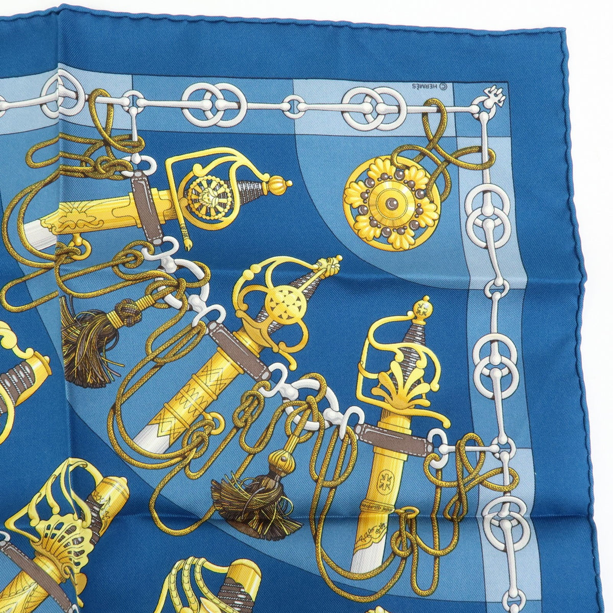 Hermes Carré 42 Silk, Blue, Silk, Scarf