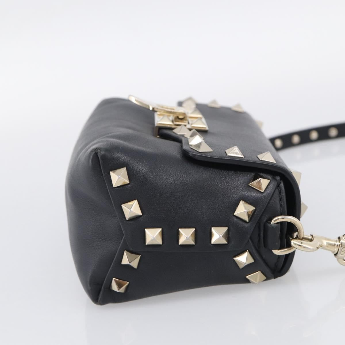 Valentino Garavani Rockstud Flip Lock Flap Leather, Black, Leather, Handbag