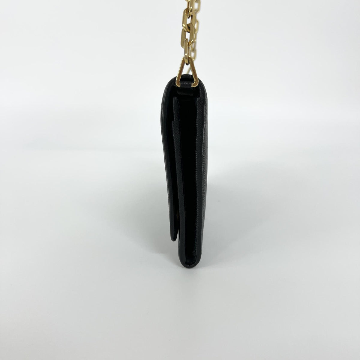Prada Wallet on Chain Saffiano, Black, Leather, Shoulder Bag