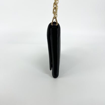 Prada Wallet on Chain Saffiano, Black, Leather, Shoulder Bag